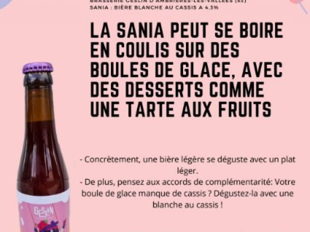 Sania, Bière Blanche au cassis, 5 fruits et légumes par jour ? Voici les fruits.. 4.3%