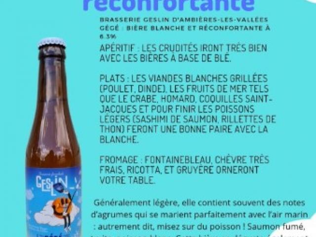 Gégé . Bière Blanche calme et  réconfortante comme papy quand il pêche. 6,3 % 33/50 cl